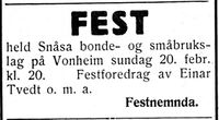63. Annonse fra Snåsa bonde- og småbrukslag i Nord-Trøndelag og Nordenfjeldsk Tidende 17.2.1938.jpg