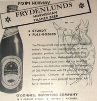 Amerikansk reklame for Frydenlund, 1953.